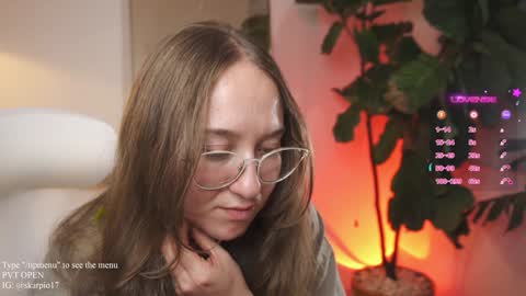 Snapshot of skarpio17 chatting on 01-27-25, 02:31 Im Scarlett ONLINE 5pm-10pm NYC time online show from 01-27-25, 02:31